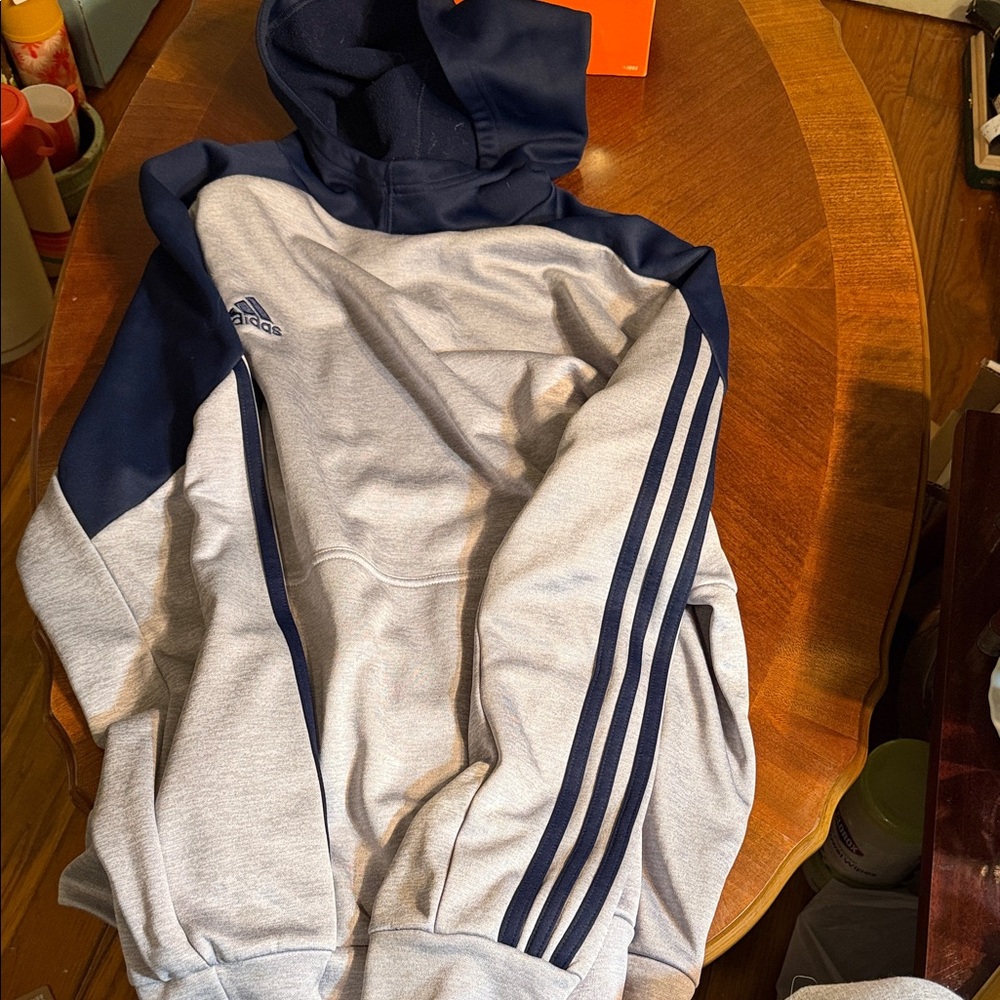 Adidas Navy and Gray Hoodie